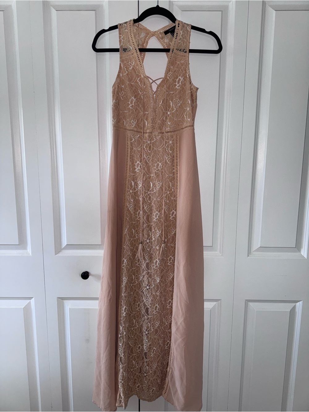 Forever 21 Blush Pink Lace-Front Maxi Dress